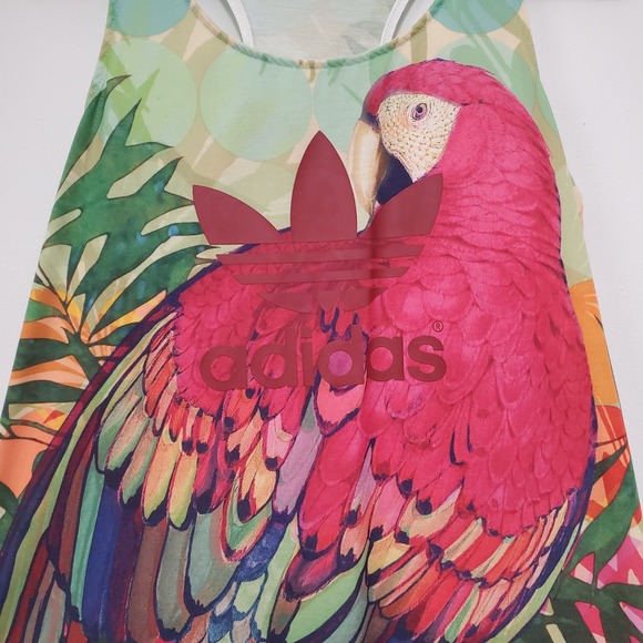Adidas Parrot Tank Top S Rare! Colorful Racerback Spell Out Tropical - Picture 4 of 11
